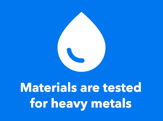 Materials are tested for heavy metals